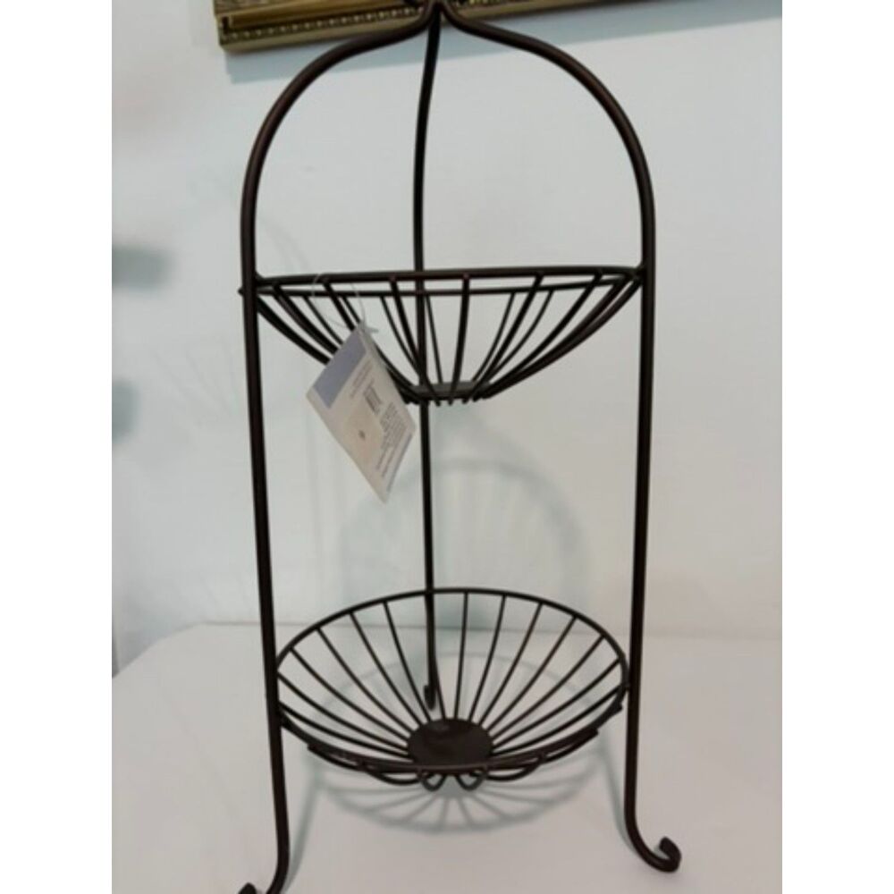 Home 2 tier black metal fruit stand